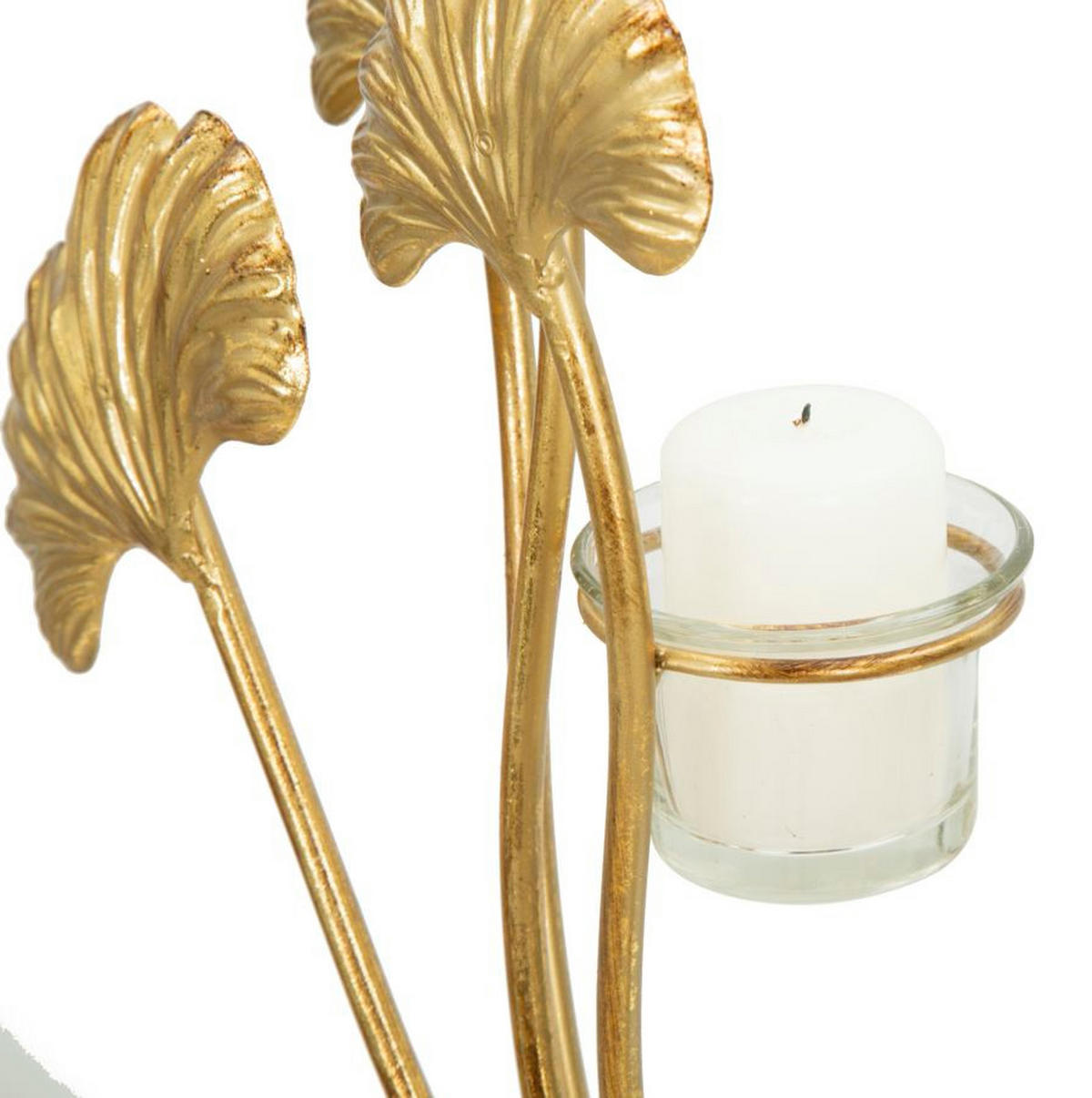 KERZENHALTER Glam Iris, goldfarben und schwarz, Eisen und Glas, 50 x 12 x 55 cm - Goldfarben/Schwarz, Glas/Metall (50/55/12cm) - Mauro Ferretti