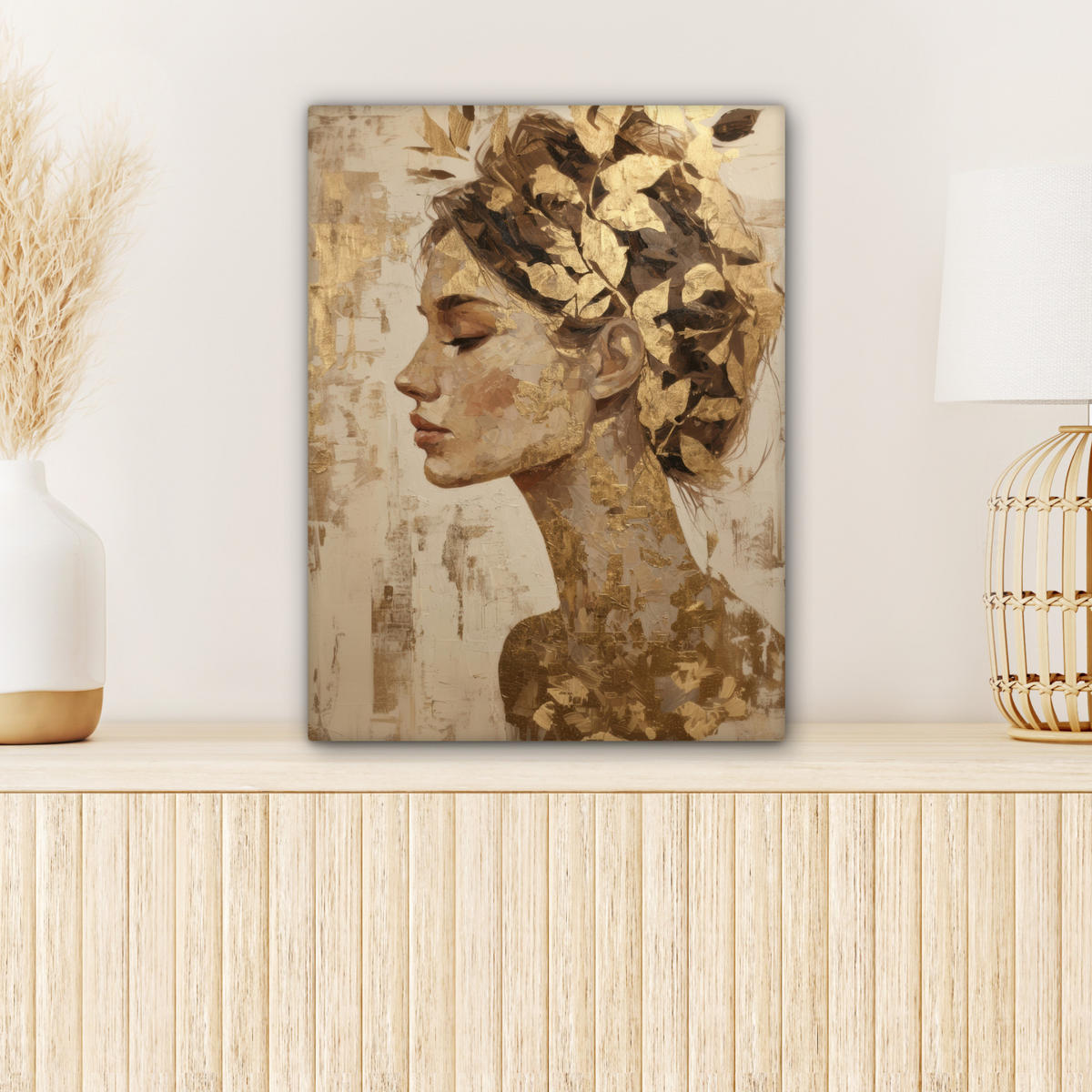 LEINWANDBILD Frau - Gold - Abstrakt - Textur Room Decor 30x40 cm - Goldfarben, Textil (30/40cm) - MuchoWow