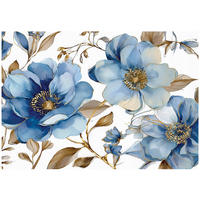 FOTOTAPETE Blumen Blätter Blau 300x210 cm - Multicolor, Papier (300/210cm) - Wallarena