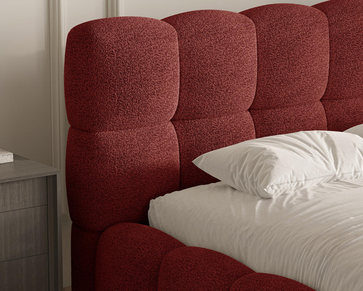 POLSTERBETT 19 - 140x200 cm – Arena – Bett mit Federmechanismus und Stauraum - Rot, Holz (140/200cm) - ROYAL24_MARKT