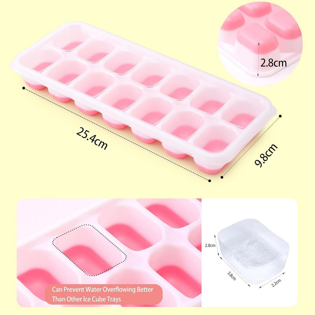 EISWÜRFELFORM 4er Set mit Deckel stapelbar - Multicolor, Kunststoff (3.1/25.4/9.8cm)