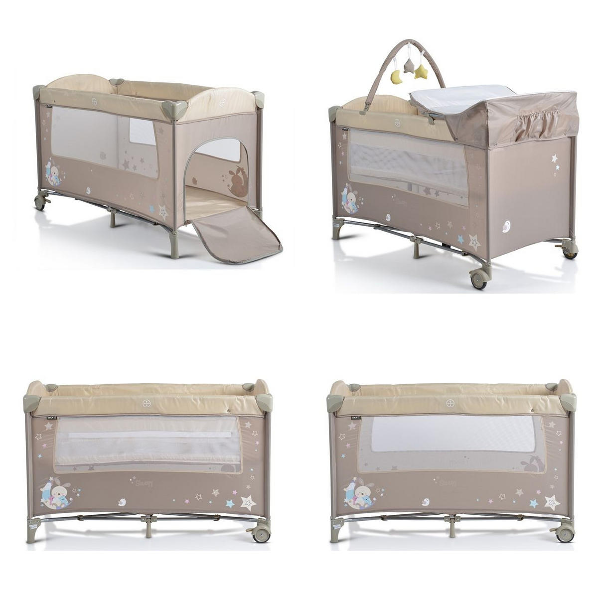 REISEBETT Sleepy Rollen beige braun Wickelauflage, Matratze, Spielbogen, Seiteneingang - Beige, Kunststoff (60/120cm) - Moni