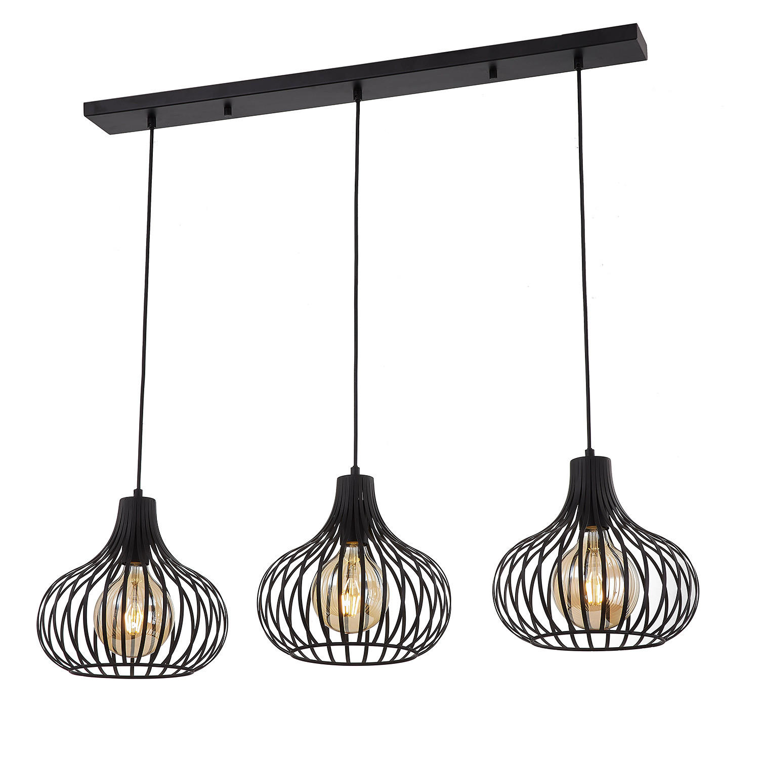 PENDELLEUCHTE - Eisen - 3-flammig - Schwarz, Metall (28/100/178cm) - home24