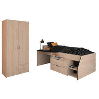 KINDERZIMMER SET Parisot Milky 2-tlg. Holzdekor Weiß/Eiche - Eichefarben/Schwarz, Kunststoff (100/1/200cm) - 58aufmkessel