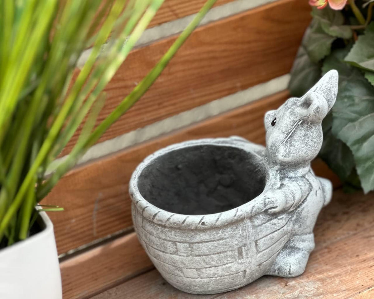 STEINFIGUR Hasen Hasenbecher frostfest Steinguss massiv - Grau, Stein (14/14/10cm) - stoneandstyle