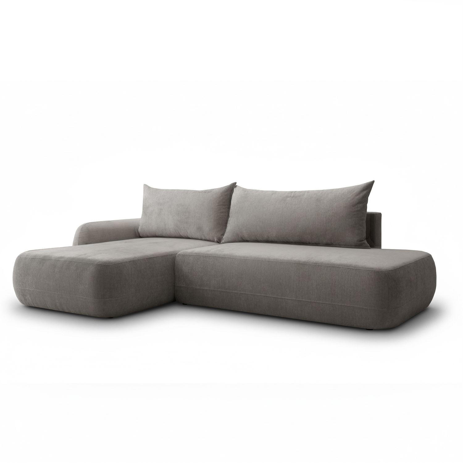 ECKSOFA GOYA mit Schlaffunktion und Bettkasten, Linke, Perfect Harmony 85 - Hellgrau, Textil (184/302cm) - Lookway