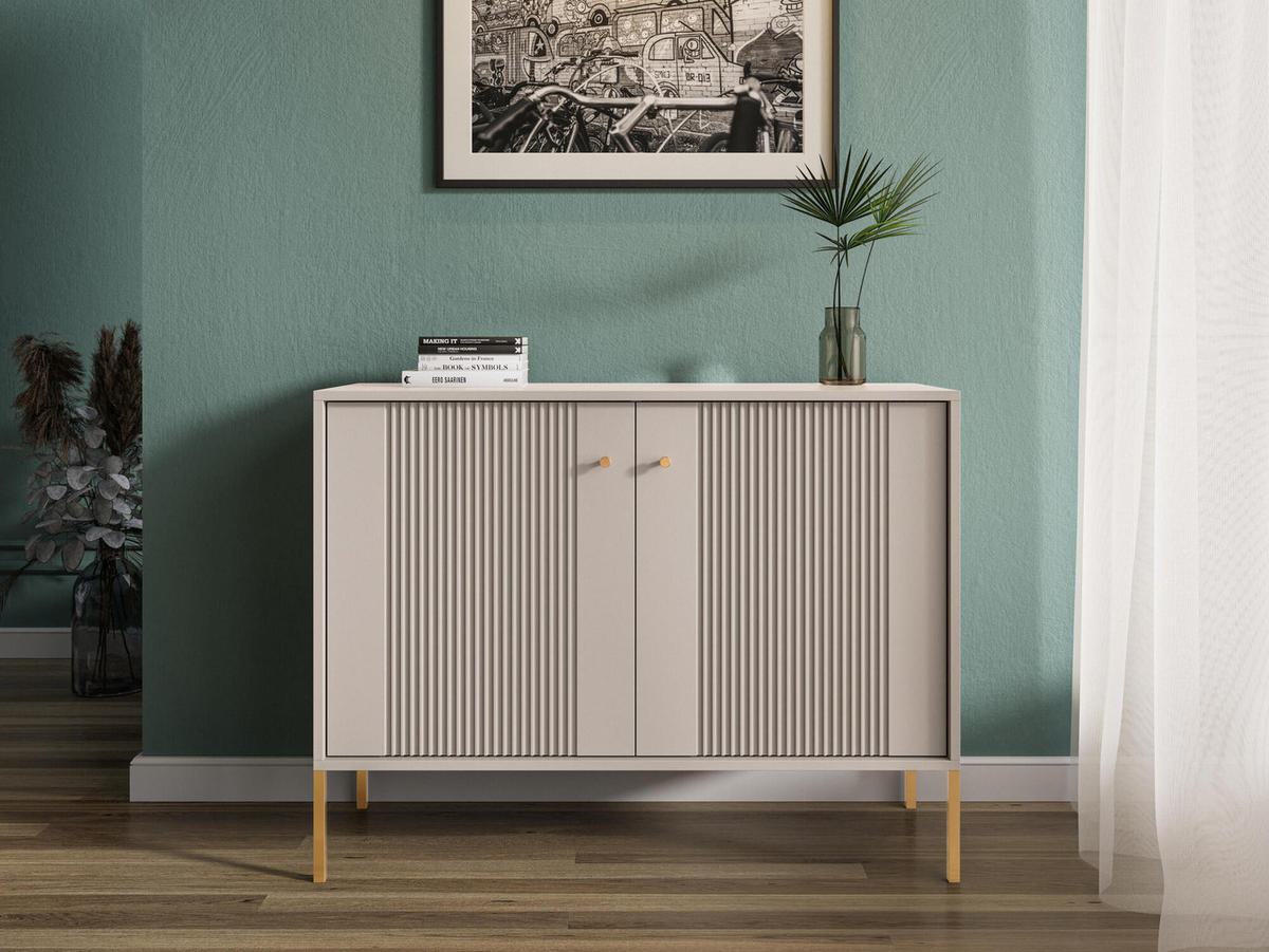 SIDEBOARD ISEO Beige, Gold 104x39x79 cm - Beige/Goldfarben, Holzwerkstoff (104/79/39cm) - FURNLUX