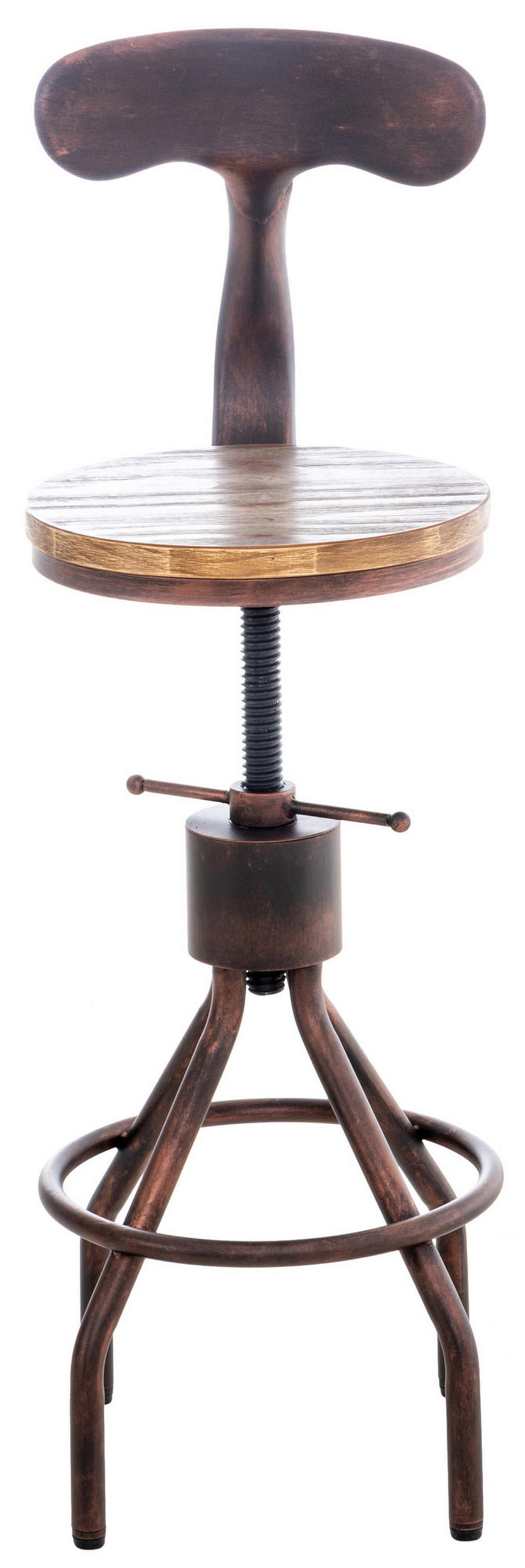 BARHOCKER Hafa, Holzsitz Gestell, Bronze - Braun/Bronzefarben, Holz/Metall (41/100/41cm) - TPFLiving