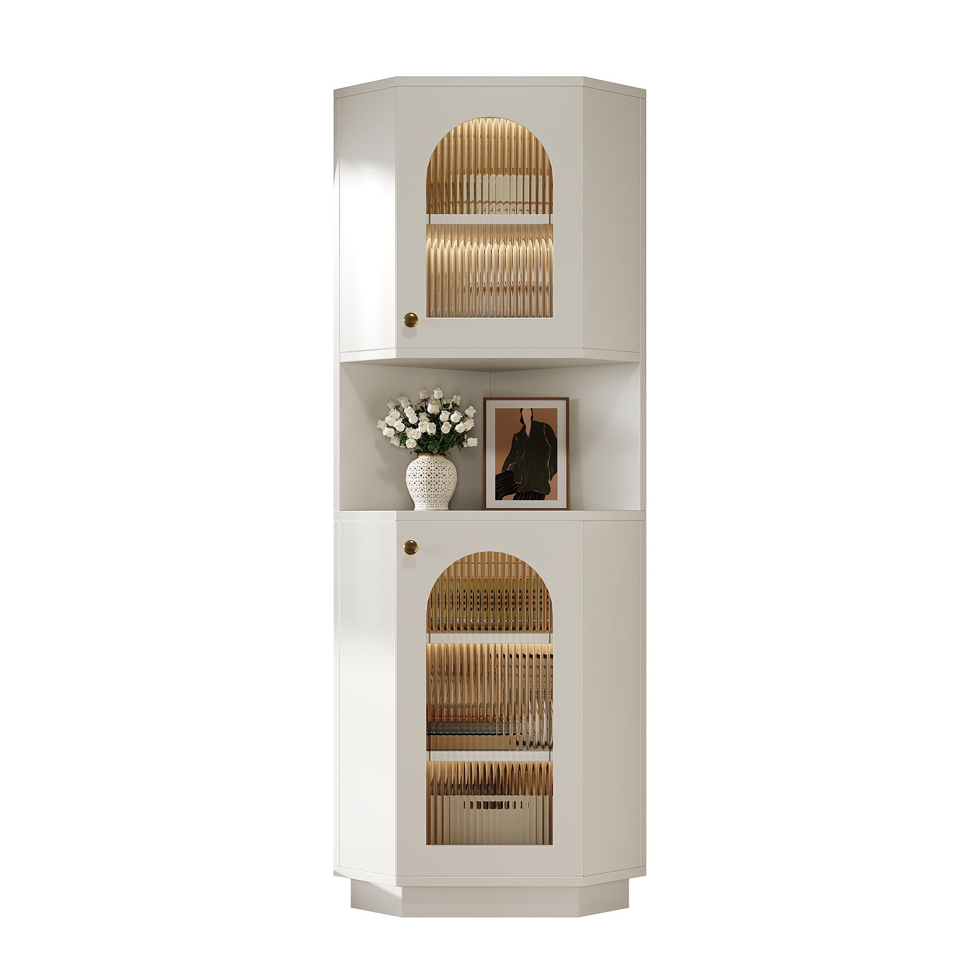 Evryae Vitrine Weiß 36.8x166.5x45 cm