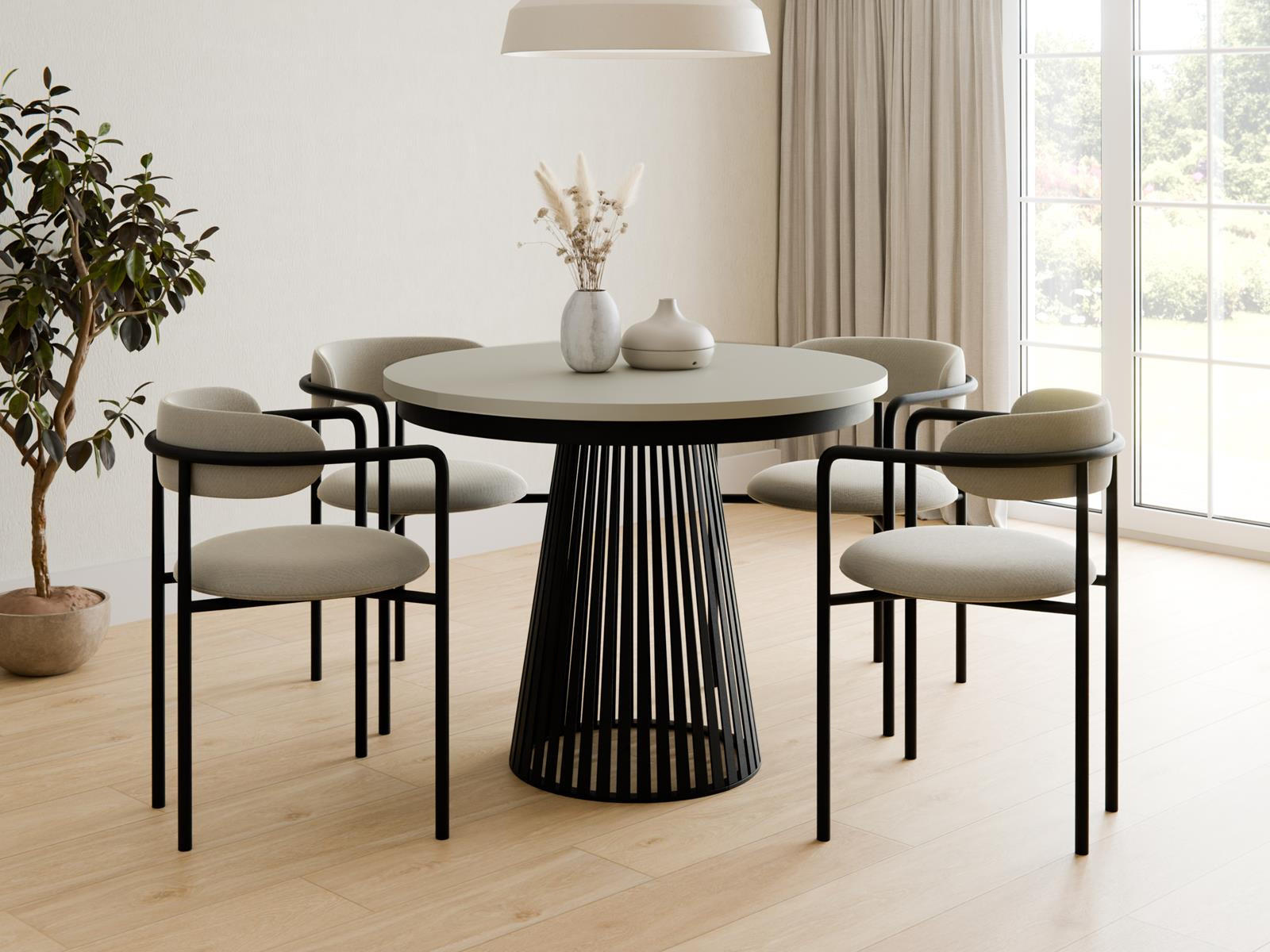 ESSTISCH modern kaschmir schwarz 100-180 DAST - Kaschmir, Holzwerkstoff (100/100/77cm) - Compleo24