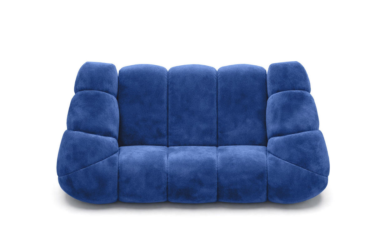 SOFA 2-Sitzer modular, Veloursstoff Bluvel, Tintenblau, CROISSANT - Blau, Holz (200/72/115cm) - Kaiser Möbel