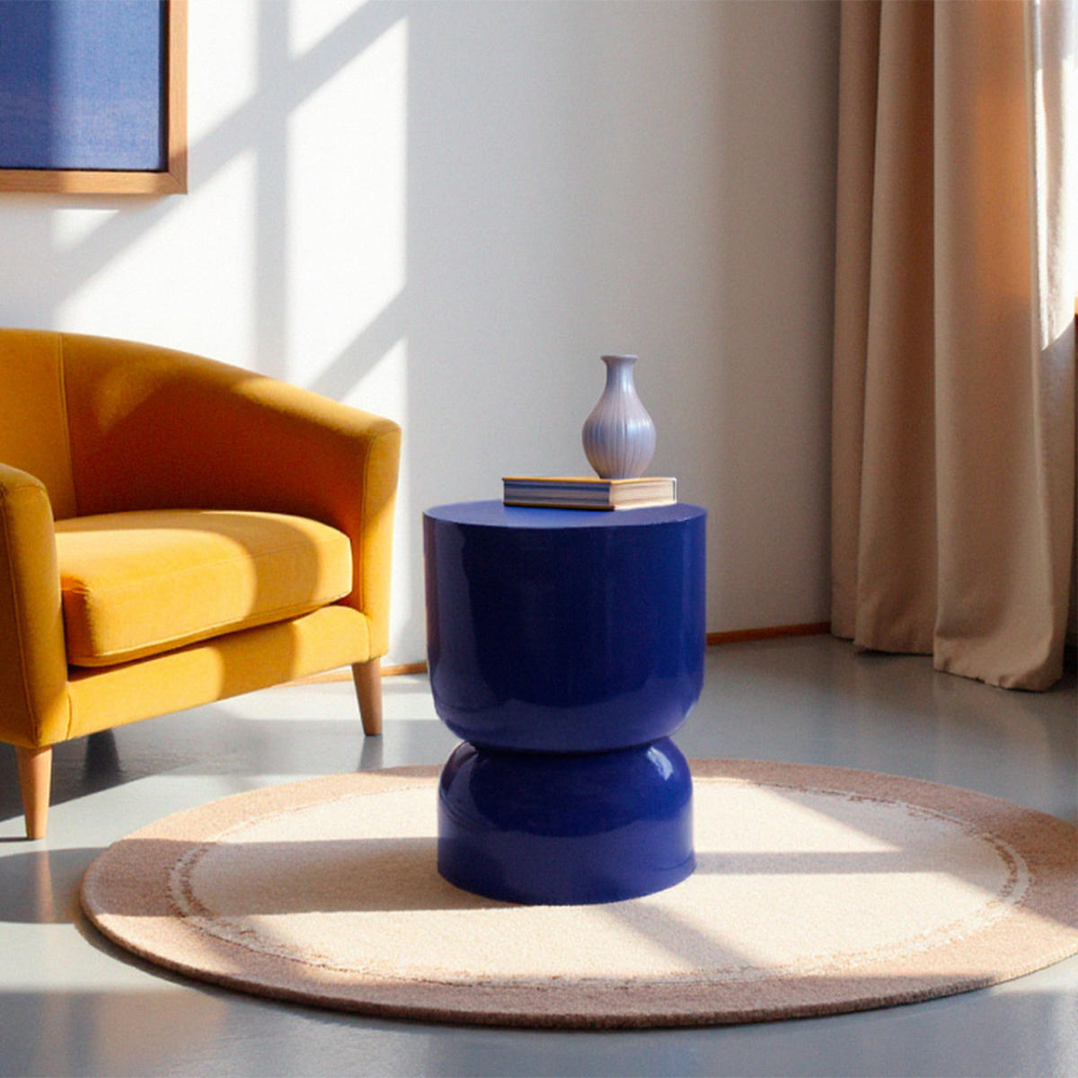 BEISTELLTISCH - Metall - Indigo - Lila, Metall (32/32/44cm) - Drawer