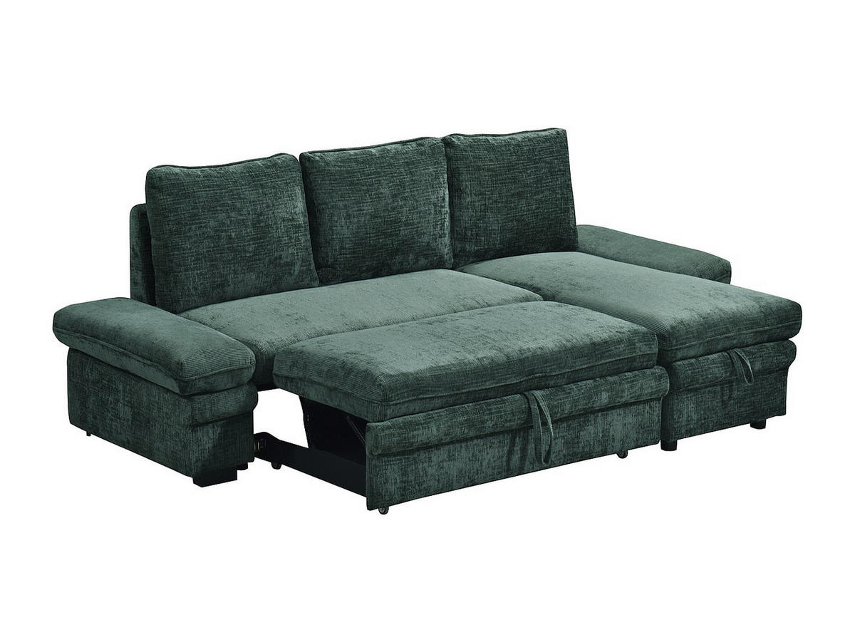 SCHLAFSOFA - 4 Personen - stoff - grün Siviara - Grün, Textil (258/85/146cm) - Vente-Unique