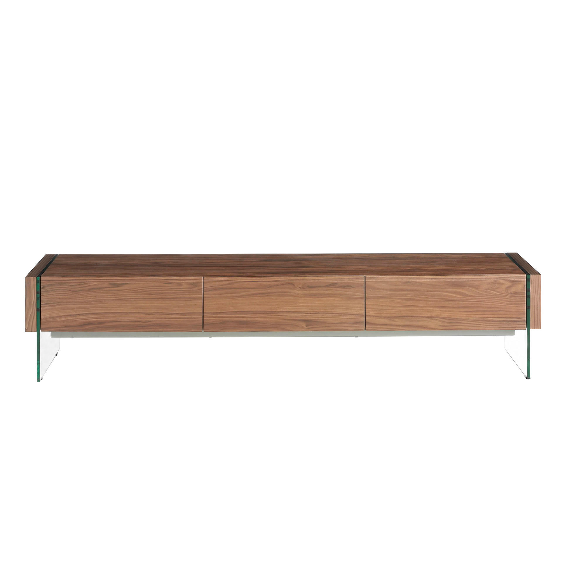 TV-ELEMENT Glas Walnuss 188/45/39 cm - Transparent/Walnussfarben, Glas/Holz (188/39/45cm) - ANGEL CERDA