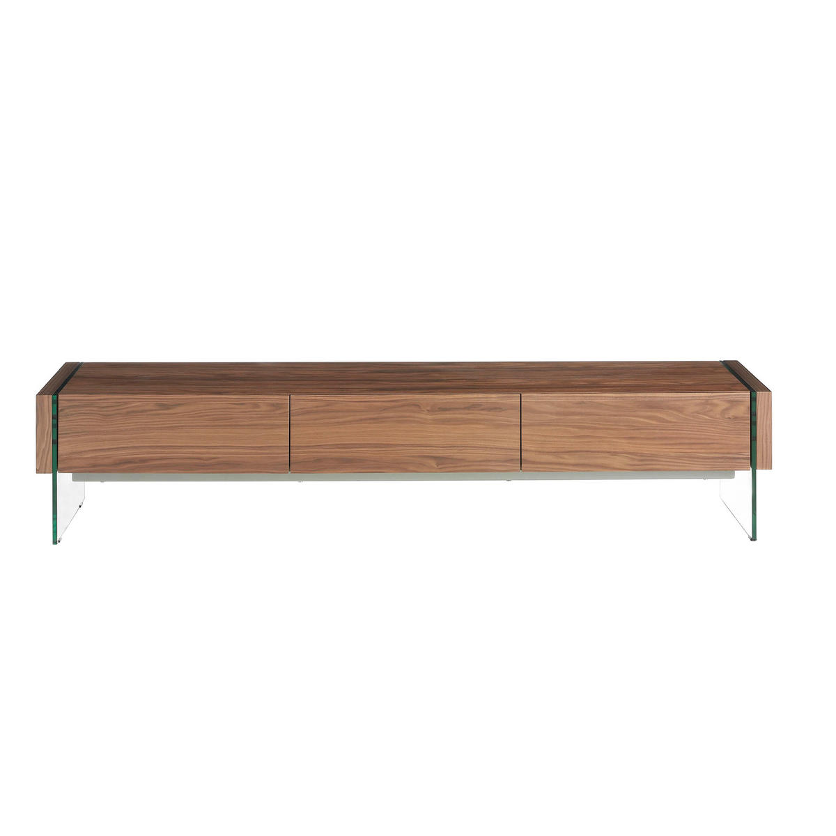 TV-ELEMENT Glas Walnuss 188/45/39 cm - Transparent/Walnussfarben, Glas/Holz (188/39/45cm) - ANGEL CERDA