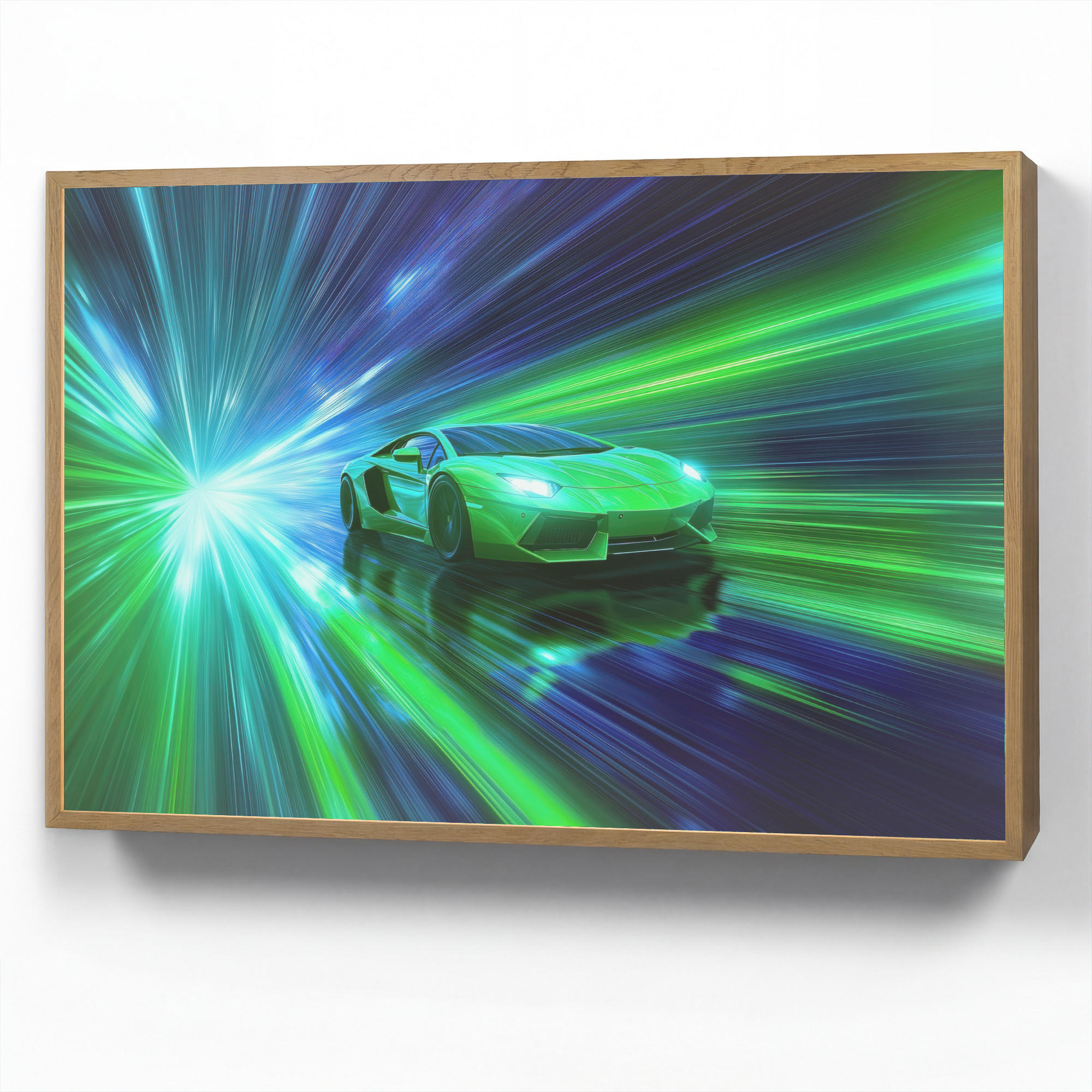 OnlyWow DOBÍJECÍ NOČNÍ LAMPIČKA Rychlost - Lehké - Sportovní vůz - Zelená 90x60 cm