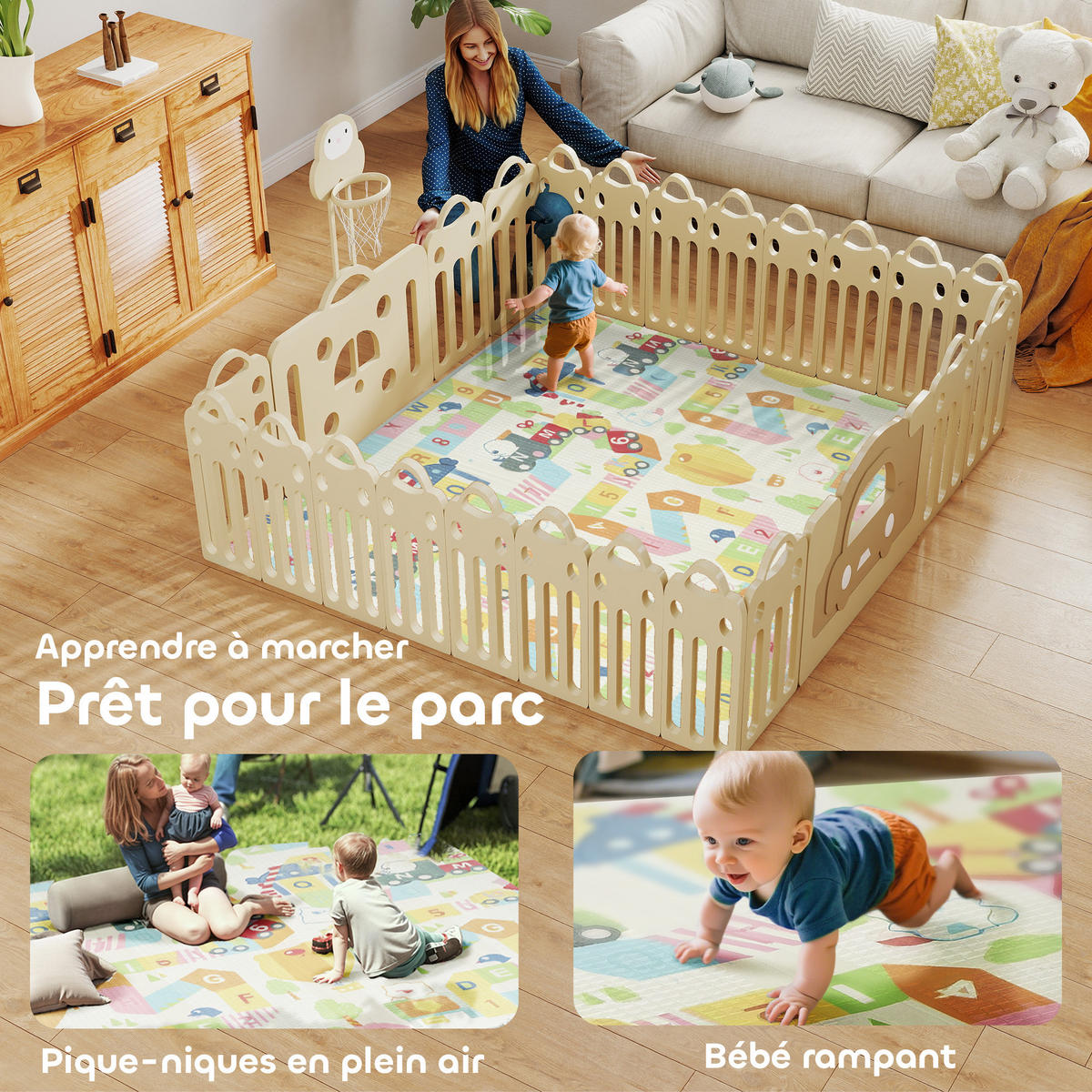 SPIELMATTE DE-18922 faltbar, reversibel, 200x180 cm Multicolor - Multicolor, Kunststoff (180/200cm) - ComfortXL