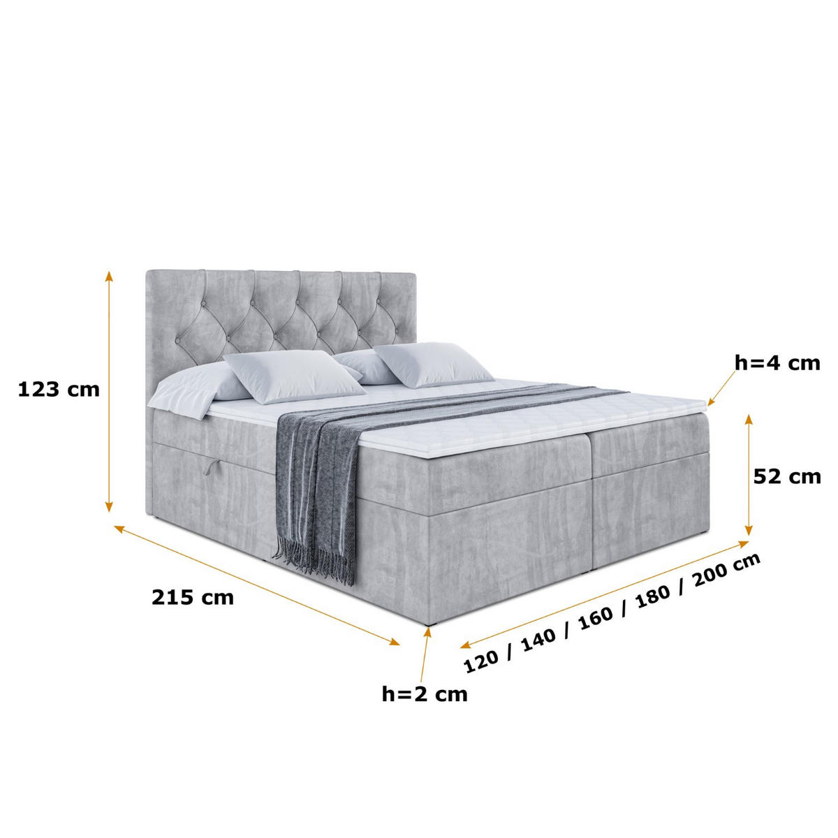BOXBETT mit Matratze H3 und Lattenrost - MIRAGE - 120x200 Hellgrau - Hellgrau, Holzwerkstoff (120/200cm) - ALTDECOR