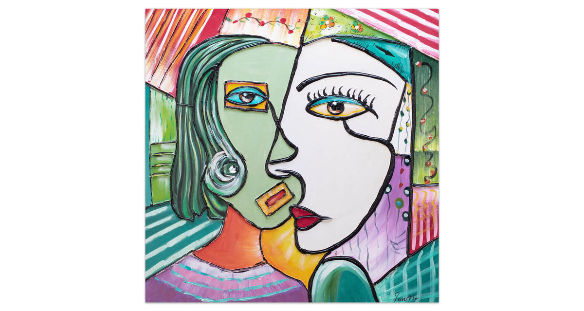 RUČNE MAĽOVANÝ AKRYLOVÝ OBRAZ 80/80 cm, viacfarebný, abstraktný dekoratívny motív - viacfarebná, drevo/textil (80/80cm) - KUNSTLOFT