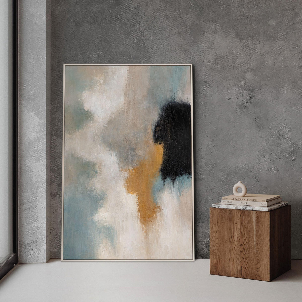 GEMÄLDE Lichtübergänge Schattenfugenrahmen Grau 120x80 cm - Grau, Holz (120/80cm) - YS-art gallery