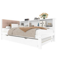 TAGESBETT 90/200 cm Weiß mit ausziehbarem Bett und LED-Beleuchtung aus Kiefernholz - Weiß, Holz (90/200cm) - OKWISH