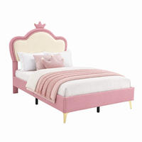 KINDERBETT mit Polsterkopfteil 90x200 cm PU White+Pink - Weiß, Holz (90/200cm) - Meubliv