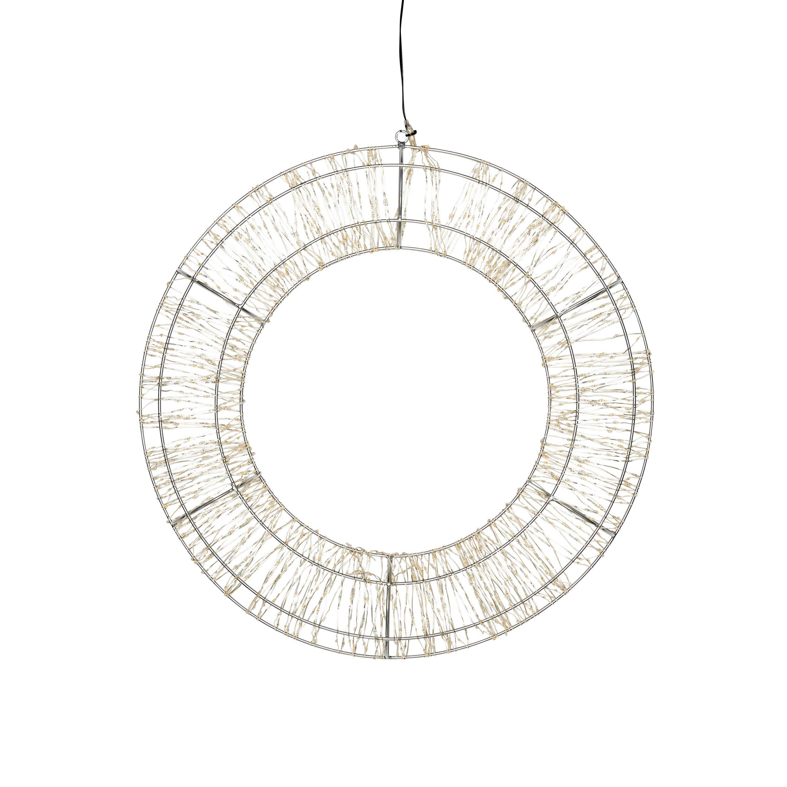 LED-LICHTKRANZ - Silber mit 1000 Micro LEDs und Timerfunktion für Innen und Außen, 50cm Durchmesser - Silberfarben, Metall (5/50/50cm) - Northpoint