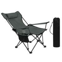 GARTENLIEGE Klappbar Grau mit Kopfstütze, Getränkehalter & Aufbewahrungstasche - Grau, Textil/Metall (58.5/83cm) - Kaket
