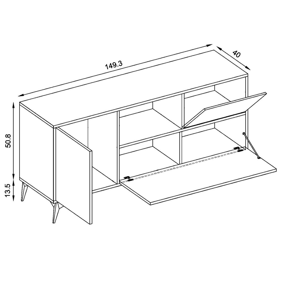 LOWBOARD ORVIETO RTV 3D, 3 Türen, 4 Schließfächer, Eiche, Anthrazit, Weiß LED Beleuchtung - Eichefarben/Anthrazit, Holzwerkstoff (149.5/64.3/40cm) - Komodee
