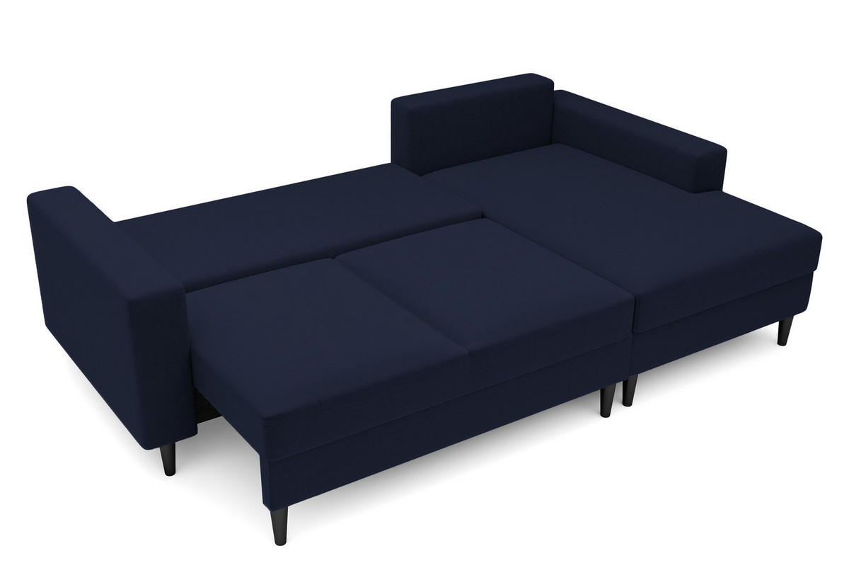 ECKSOFA Nalika Dunkelblau Velours - Schwarz/Dunkelblau, Holz/Textil (230/143cm) - Selsey