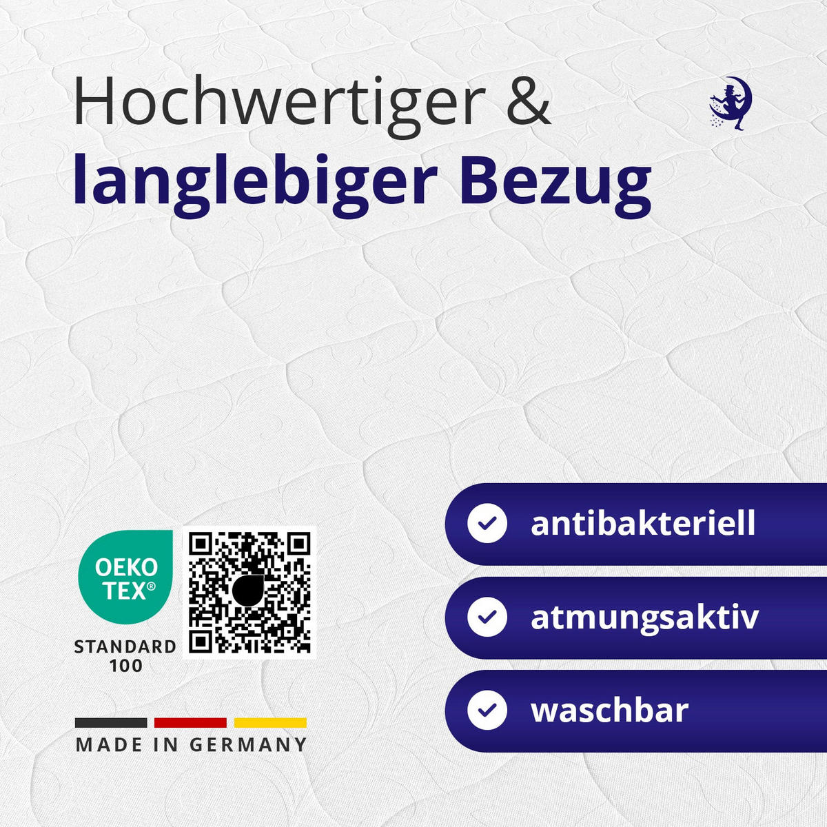 MATRATZE H2 140x200 cm – 7 Zonen Federkernmatratze 18 cm – Kaltschaum Komfortpolsterung – atmungsaktive Matratze mit waschbarem Bezug - Weiß, Textil (140/200cm) - Mister Sandman