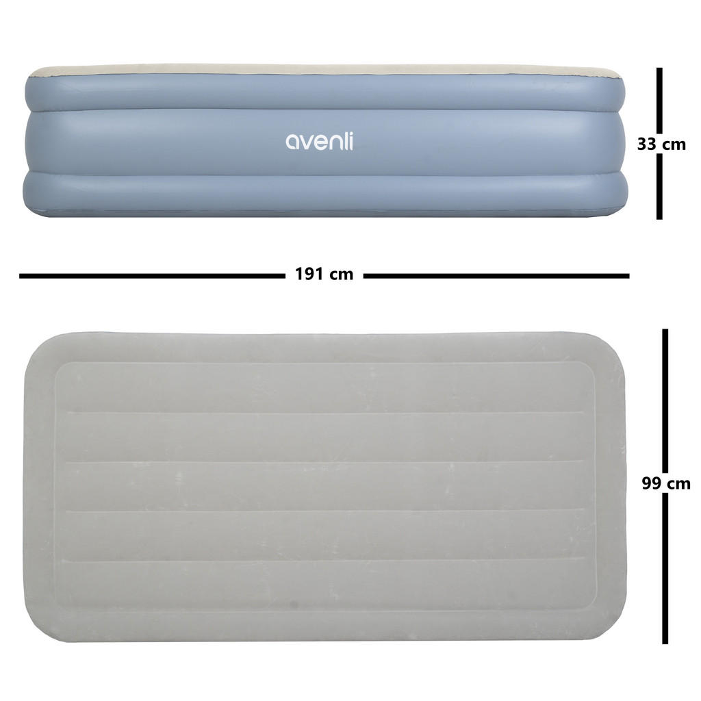 Thumbnail - Avenli Luftbett, Grau, Hellblau, Kunststoff, Uni, Höhe ca. 33 cm, Rechteckig, 99x191 cm, Schlafzimmer, Betten, Gästebett...