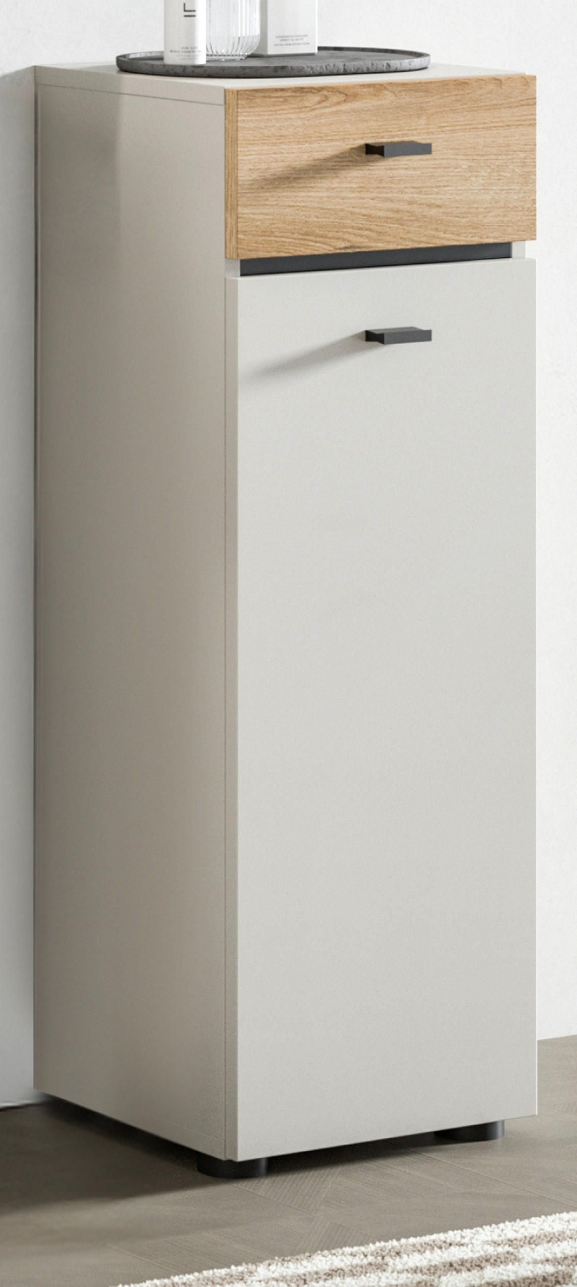 BADKOMMODE Kaschmir, Evoke Eiche 32 cm, Midischrank mit wechselbarem Türanschlag - Kaschmir/Eichefarben, Holzwerkstoff/Kunststoff (32/91/30cm) - Inn.Furn