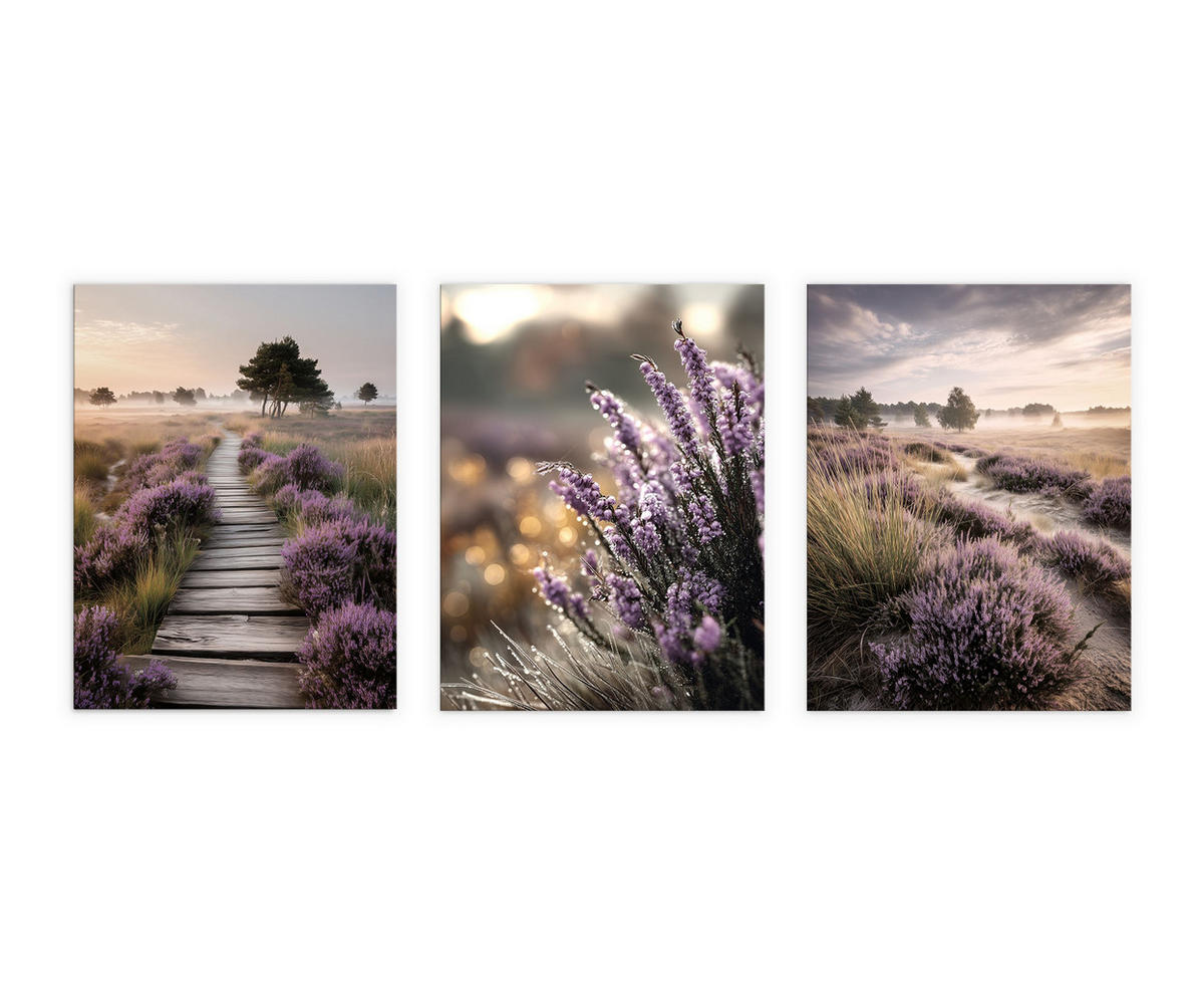 BILDERSET 3er-Set 30x40 cm Landschaft lila beige - Beige, Kunststoff (30/40cm) - artissimo