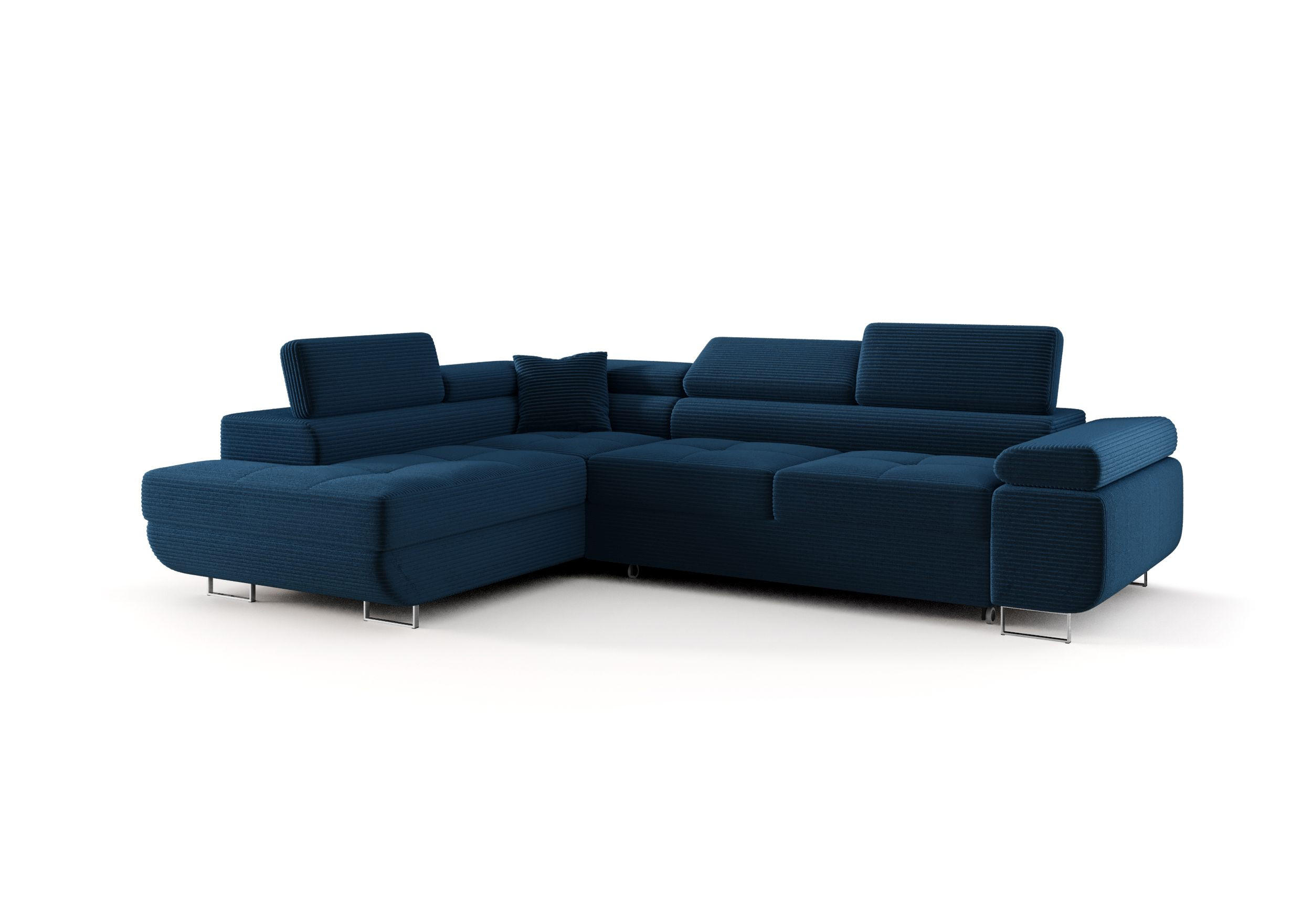 ECKSOFA EMILY mit Schlaffunktion Poso 05 Links - Dunkelblau, Textil (275/200cm) - Bedante