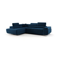 ECKSOFA EMILY mit Schlaffunktion Poso 05 Links - Dunkelblau, Textil (275/200cm) - Bedante