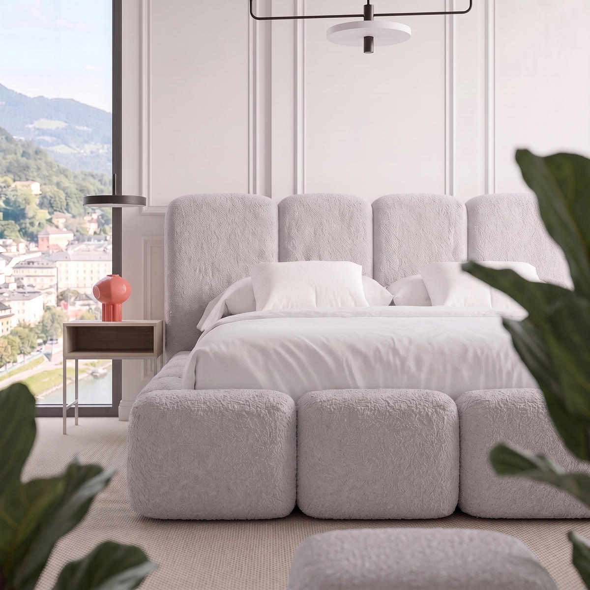 POLSTERBETT SUENO MAXI 160x200 cm in Grau, gepolstertes Kopfteil, Metalllattenrost, Bettkasten, Bouclé-Stoff - Naturfarben/Grau, Holz/Textil (160/200cm) - Muffo