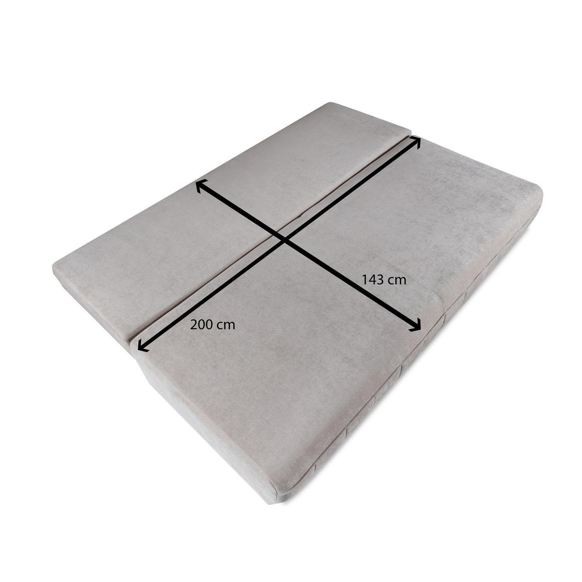 SCHLAFSOFA Aruna, Hellgrau - Hellgrau, Textil/Metall (200/90/98cm) - Bettso