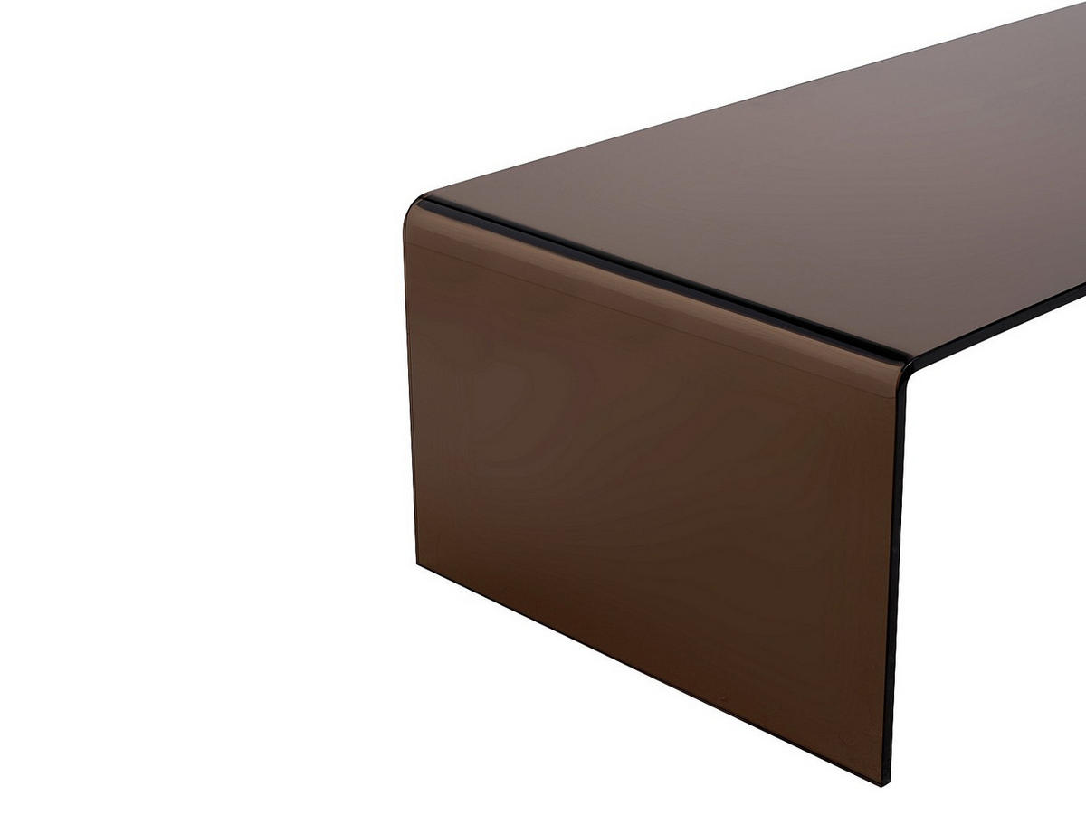 COUCHTISCH - gebogenes Sicherheitsglas - Braun - ALONZO - Transparent/Braun, Glas (110/55/35cm) - Vente-Unique