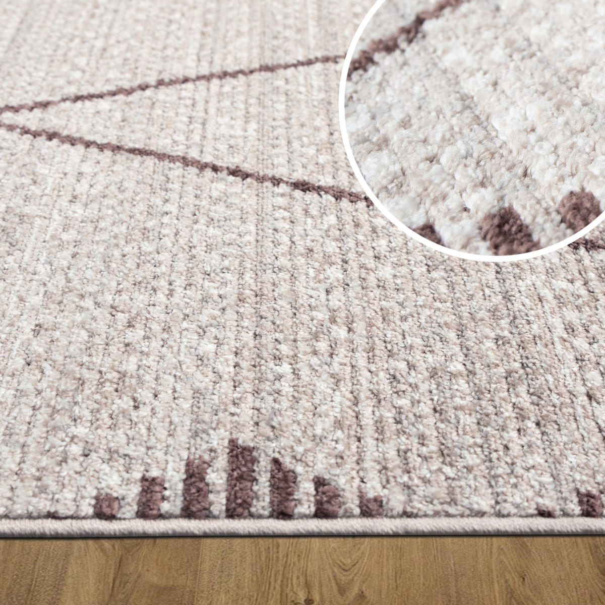TEPPICH Harmonia Rautenmotiv Hoch-Tief-Effekt beige 120 x 170 cm - Beige/Braun, Kunststoff/Textil (120/170cm) - oKu-Tex