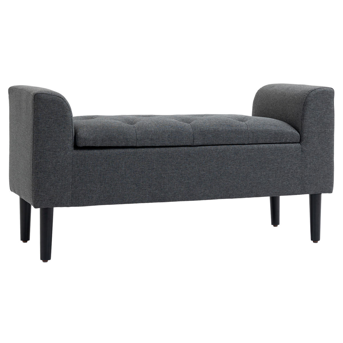 SITZBANK Polsterbank mit Stauraum belastbar bis 130 kg Leinen-Touch Dunkelgrau - Dunkelgrau, Kunststoff (44/58/116cm) - HOMCOM