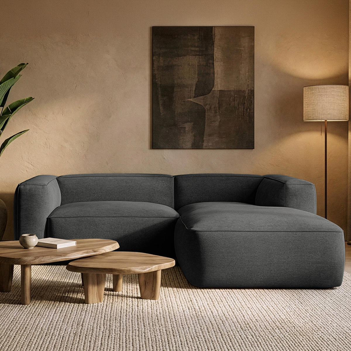 ECKSOFA RECHTS FUBBO, Anthrazit - Anthrazit, Holz/Holzwerkstoff (225/176cm) - KONSIMO®