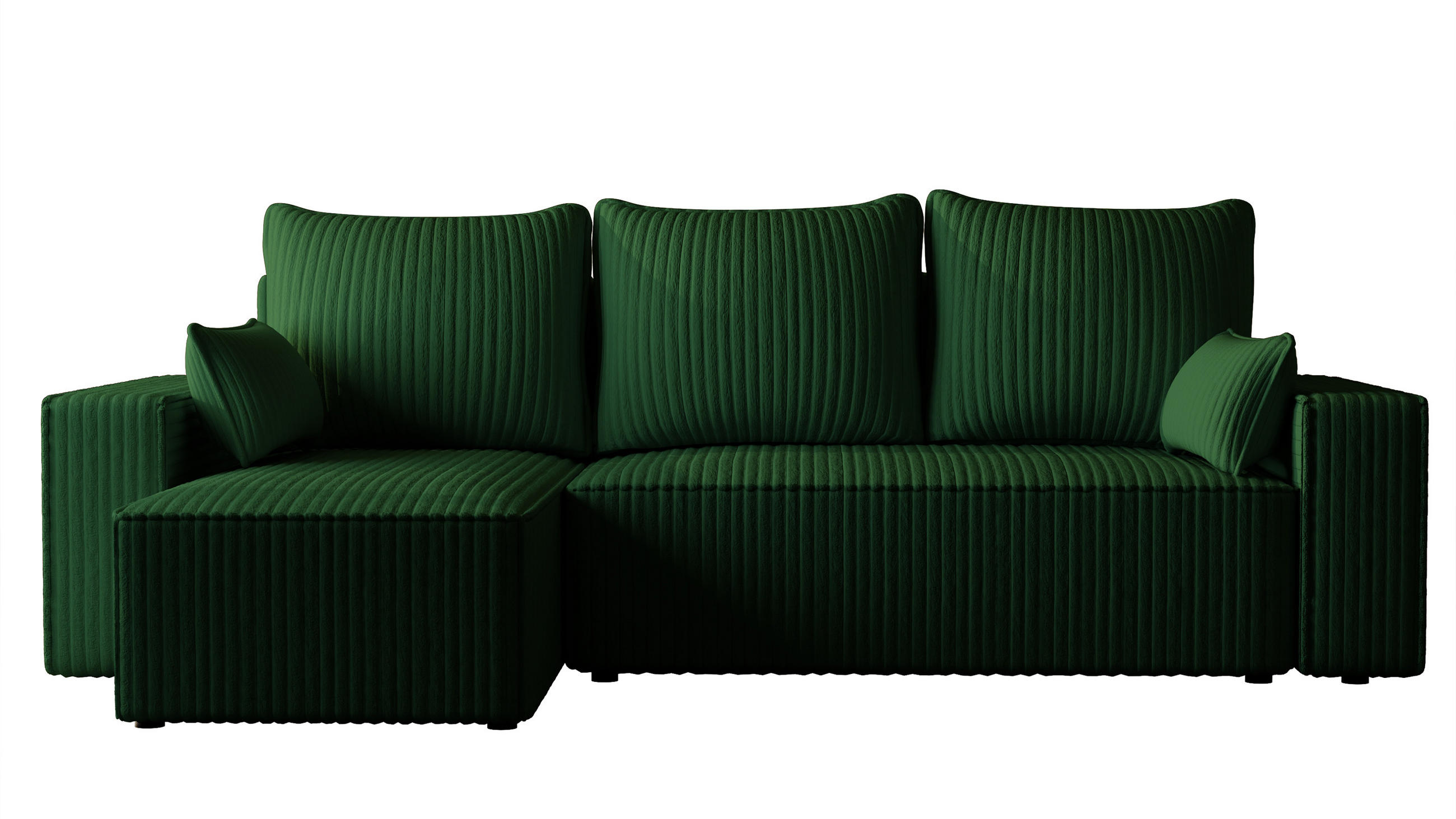 ECKSOFA Tobi mit Bettkasten und Schlaffunktion, L-Form/XL-Form, Cordstoff, Universal - Waldgrün, Holzwerkstoff (246/145cm) - 4ALL HOME