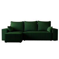 ECKSOFA Tobi mit Bettkasten und Schlaffunktion, L-Form/XL-Form, Cordstoff, Universal - Waldgrün, Holzwerkstoff (246/145cm) - 4ALL HOME