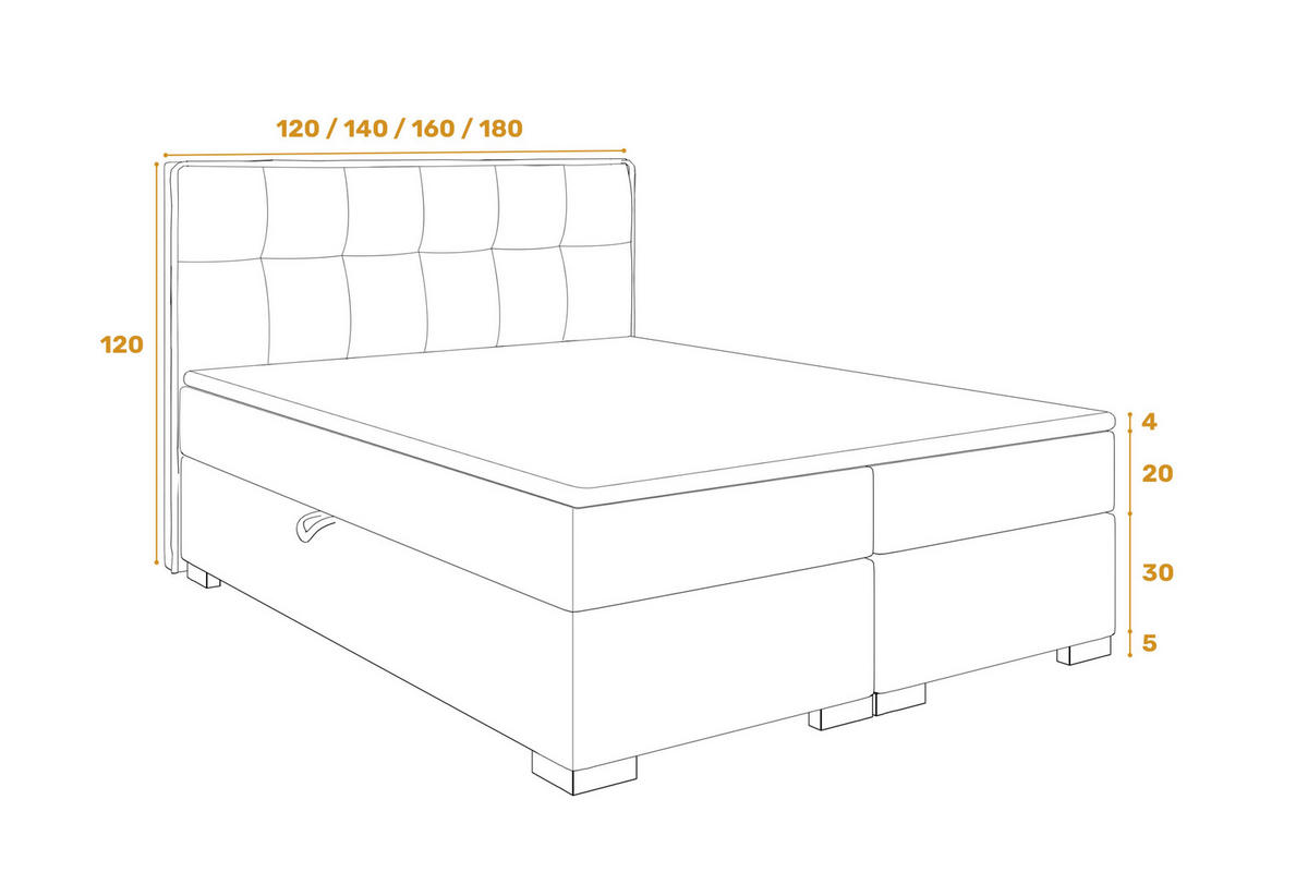 BOXBETT Sydney 120x200 Beige - Beige, Textil/Metall (120/200cm) - VLR BEDS