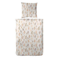 BIBER-BETTWÄSCHE 135x200 aus 100% Baumwolle - Winter Bettbezug Warm kuschelig - Floral Beige - Beige, Textil (135/200cm) - Carpe Sonno