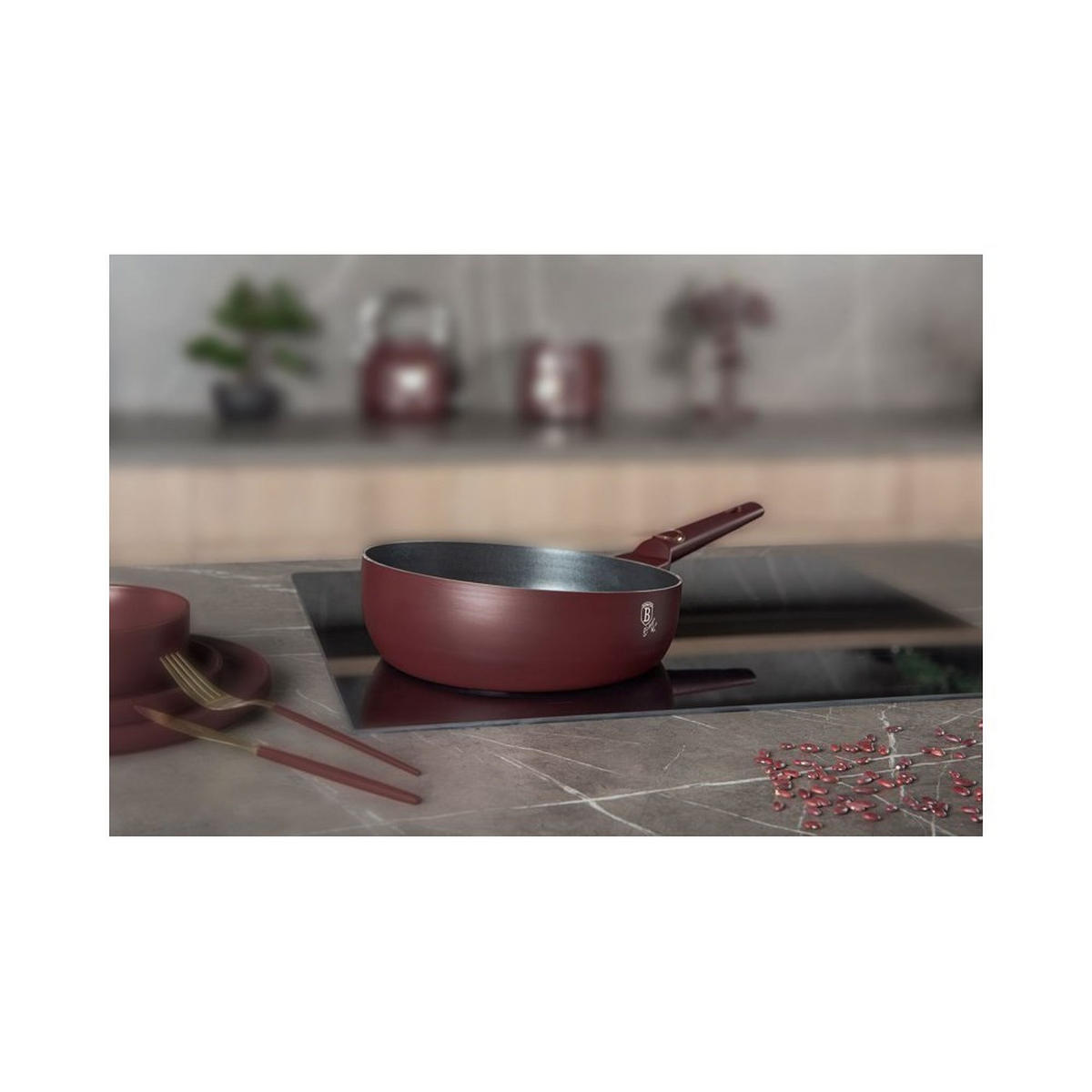 WOK Burgunderrot 26/26/9 cm BH8029 - Bordeaux, Metall (26cm) - Berlinger Haus