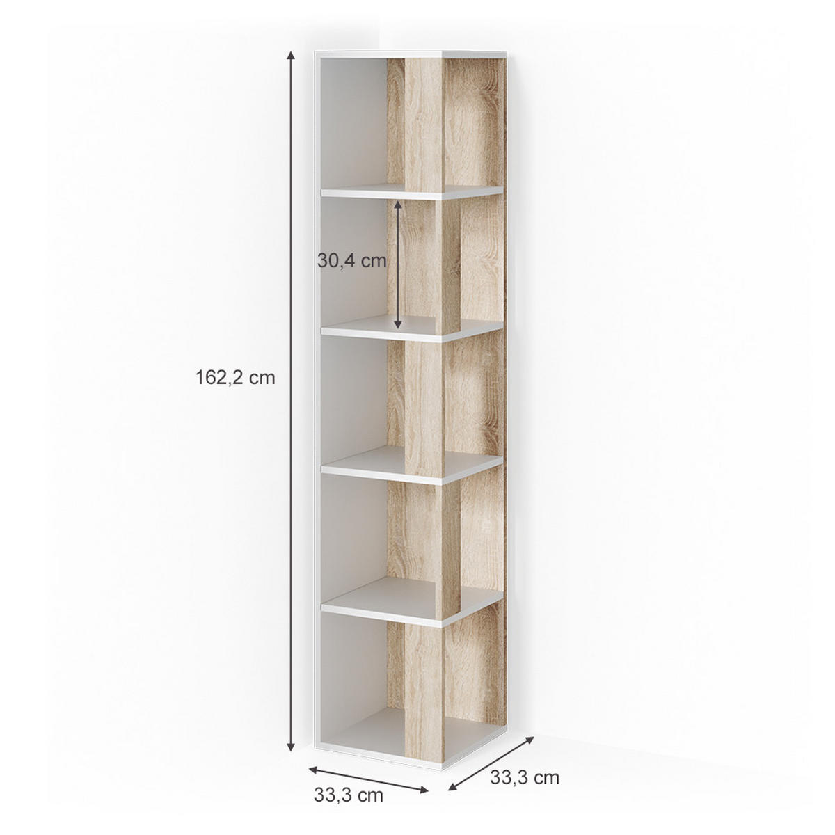 ECKREGAL Lio Sonoma 33.3 x 162.2 cm - Sonoma Eiche, Holzwerkstoff (33.3/162.2/33.3cm) - Vicco