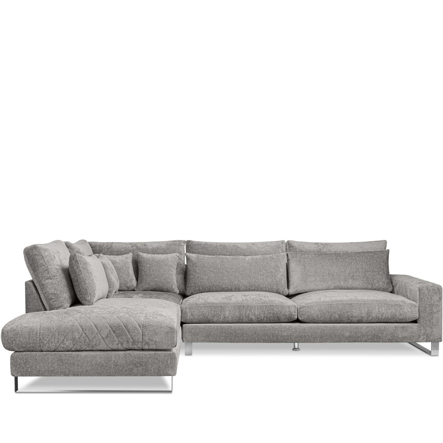 ECKSOFA LINKS BRENTIS Chenille-Stoff, Hellgrau - Hellgrau, Textil (314/224cm) - KONSIMO®