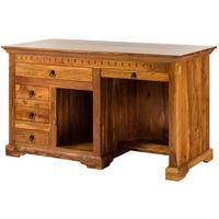 SCHREIBTISCH Akazie 140x64x80 honig lackiert OXFORD #0511 - Braun, Holz (64/140/80cm) - Massivmoebel24